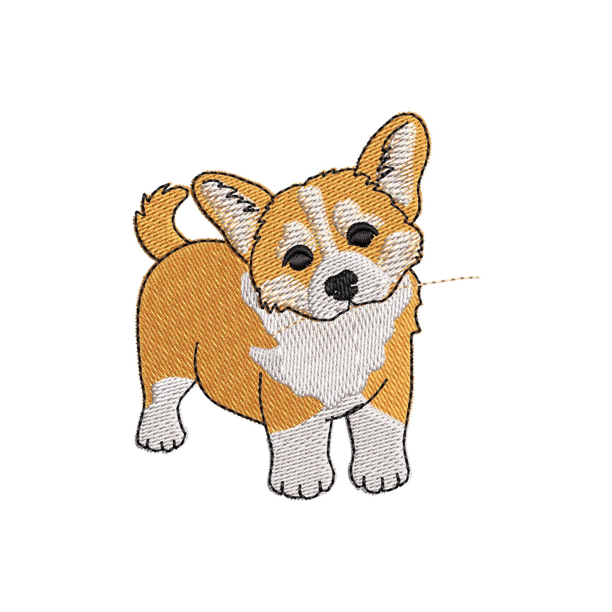 Lovely playing Corgi Puppy Dog Mama kitchen dish towel pet animal kids machine embroidery designs ITH