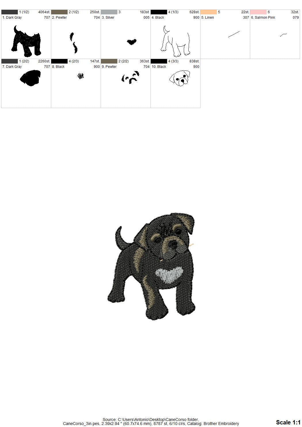 Playing Little Cane Corso Puppy Dog Mama kitchen dish towel animal pet kids machine embroidery designs ITH
