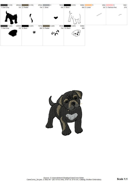 Playing Little Cane Corso Puppy Dog Mama kitchen dish towel animal pet kids machine embroidery designs ITH