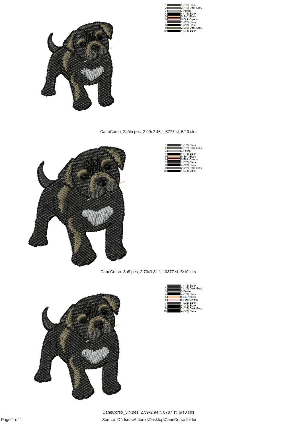 Playing Little Cane Corso Puppy Dog Mama kitchen dish towel animal pet kids machine embroidery designs ITH