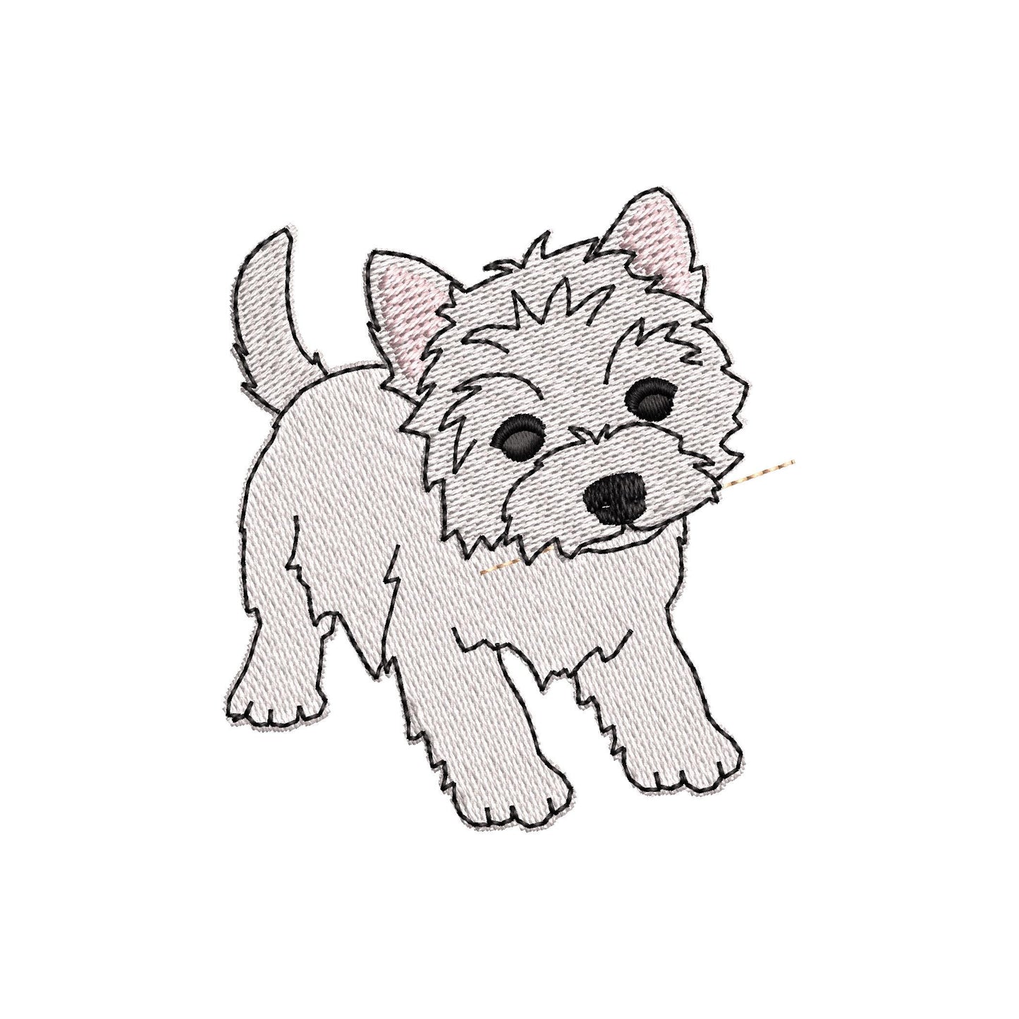 Playing Westie West Highland Terrier Puppy Dog kitchen dish towel animal kids machine embroidery designs ITH