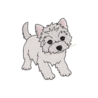 Playing Westie West Highland Terrier Puppy Dog kitchen dish towel animal kids machine embroidery designs ITH