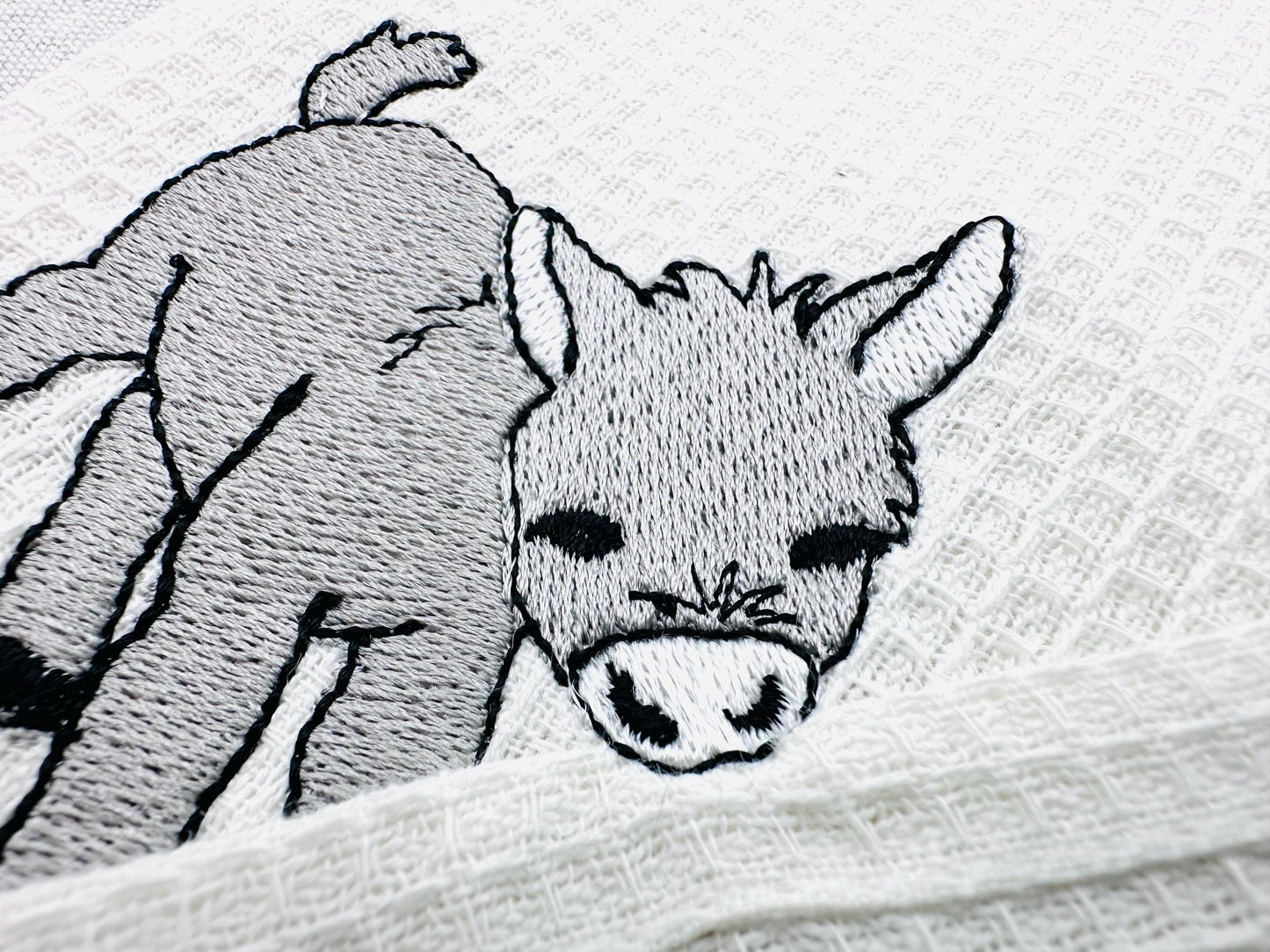 Playing Little Baby Donkey Foal kitchen dish towel Farm animal kids machine embroidery designs ITH