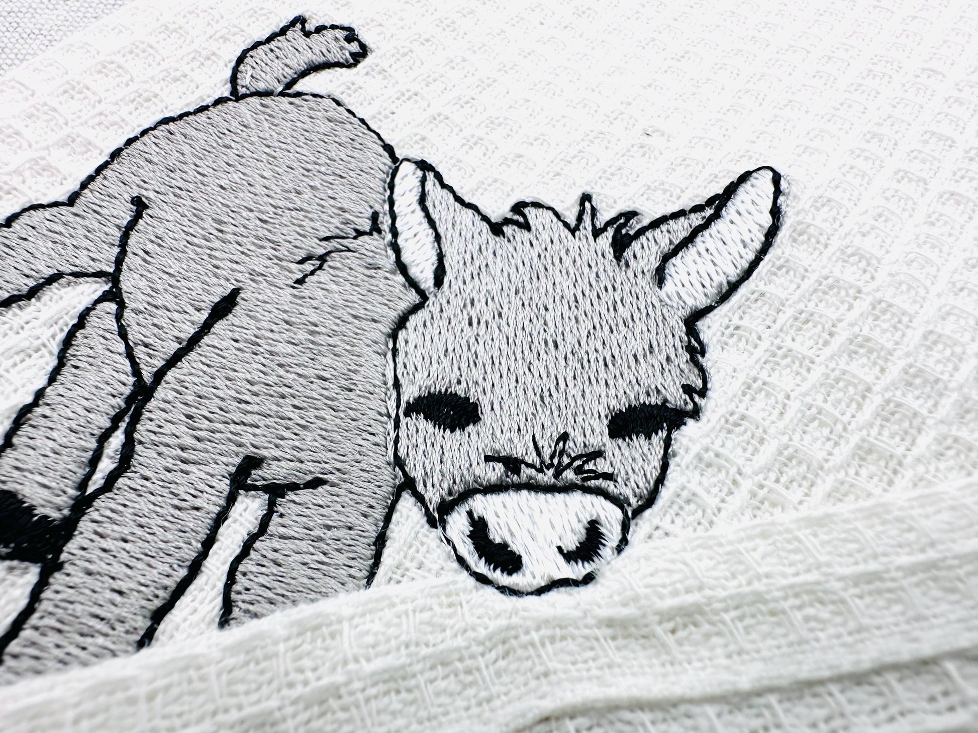 Playing Little Baby Donkey Foal kitchen dish towel Farm animal kids machine embroidery designs ITH