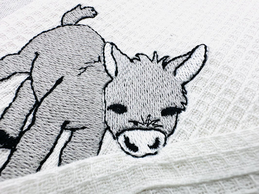 Playing Little Baby Donkey Foal kitchen dish towel Farm animal kids machine embroidery designs ITH