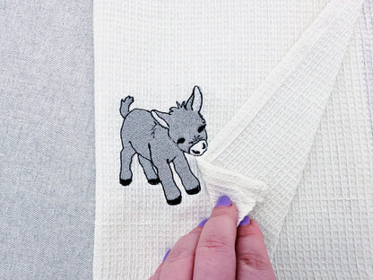 Playing Little Baby Donkey Foal kitchen dish towel Farm animal kids machine embroidery designs ITH