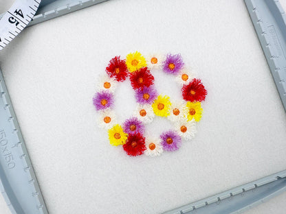 Fringed Floral Piece Sign Fluffy Fringe chenille daisy flower machine embroidery designs