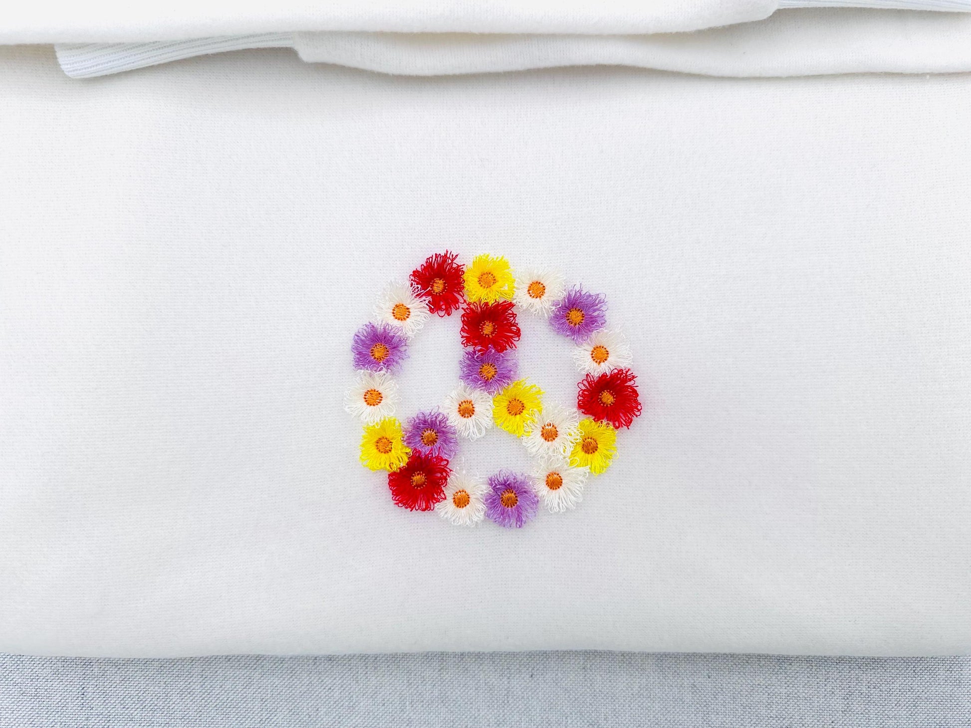 Fringed Floral Piece Sign Fluffy Fringe chenille daisy flower machine embroidery designs