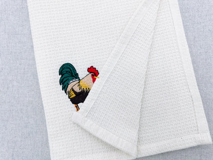 Playing Rooster Animal Thief kitchen dish towel Farm bird Chicken Mama machine embroidery designs ITH