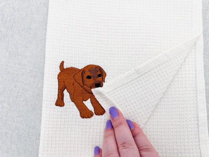 Playing Little Vizsla Puppy Dog Mama kitchen dish towel animal pet kids machine embroidery designs ITH