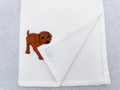Playing Little Vizsla Puppy Dog Mama kitchen dish towel animal pet kids machine embroidery designs ITH