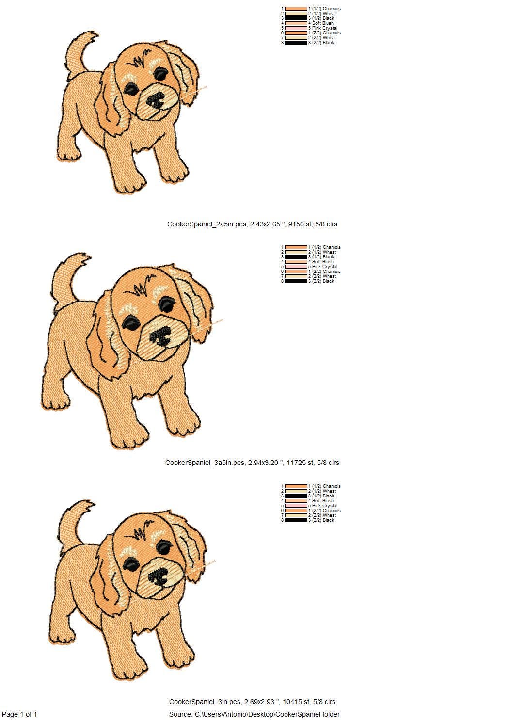 Lovely playing Cooker Spaniel Puppy Dog kitchen dish towel pet animal kids machine embroidery designs ITH