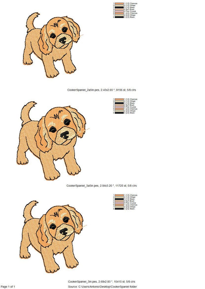 Lovely playing Cooker Spaniel Puppy Dog kitchen dish towel pet animal kids machine embroidery designs ITH