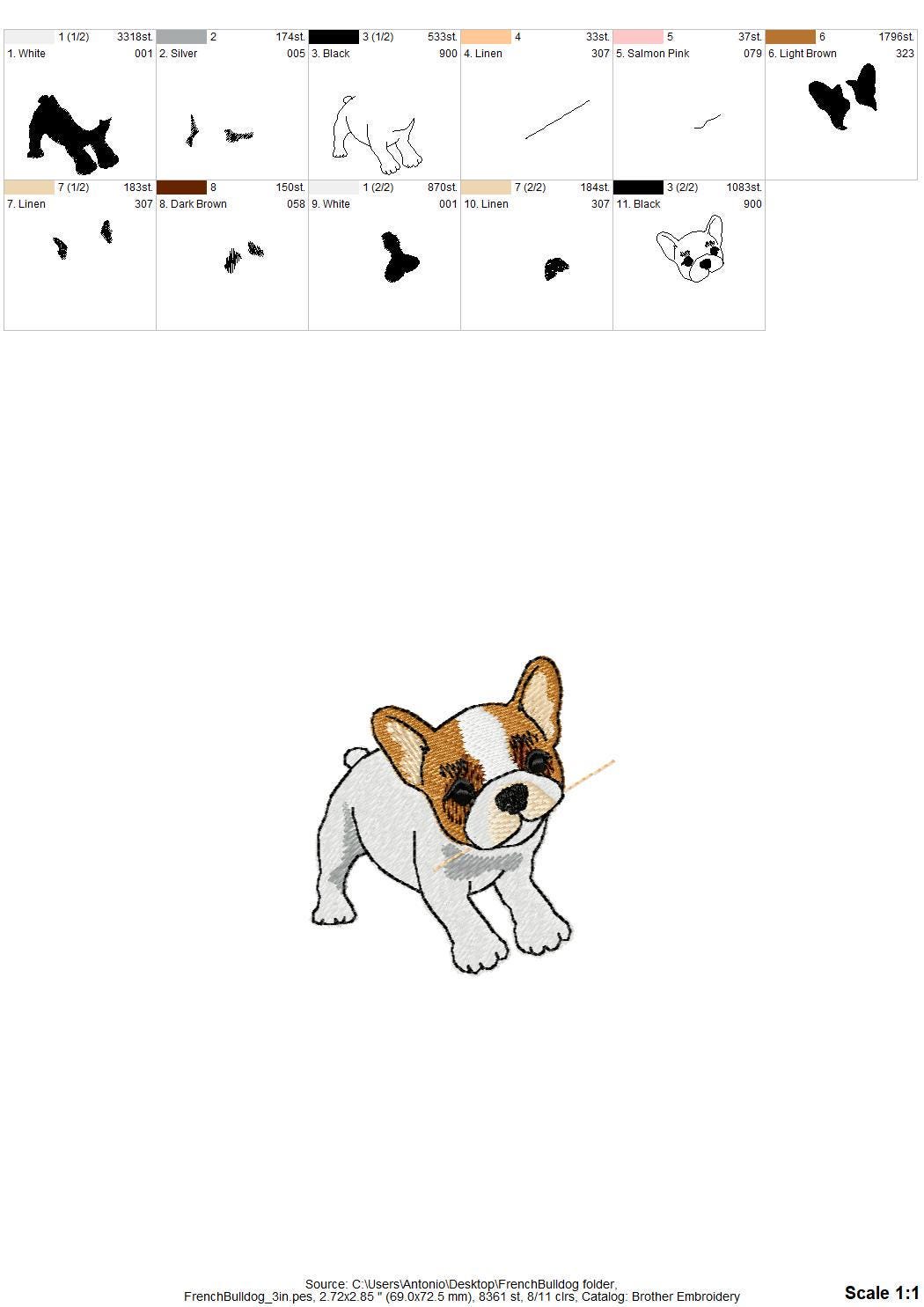 Lovely playing French Bulldog Puppy Dog kitchen dish towel pet animal kids machine embroidery designs ITH