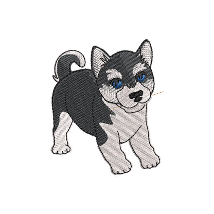 Lovely playing Husky Puppy Dog Mama kitchen dish towel pet animal kids machine embroidery designs ITH