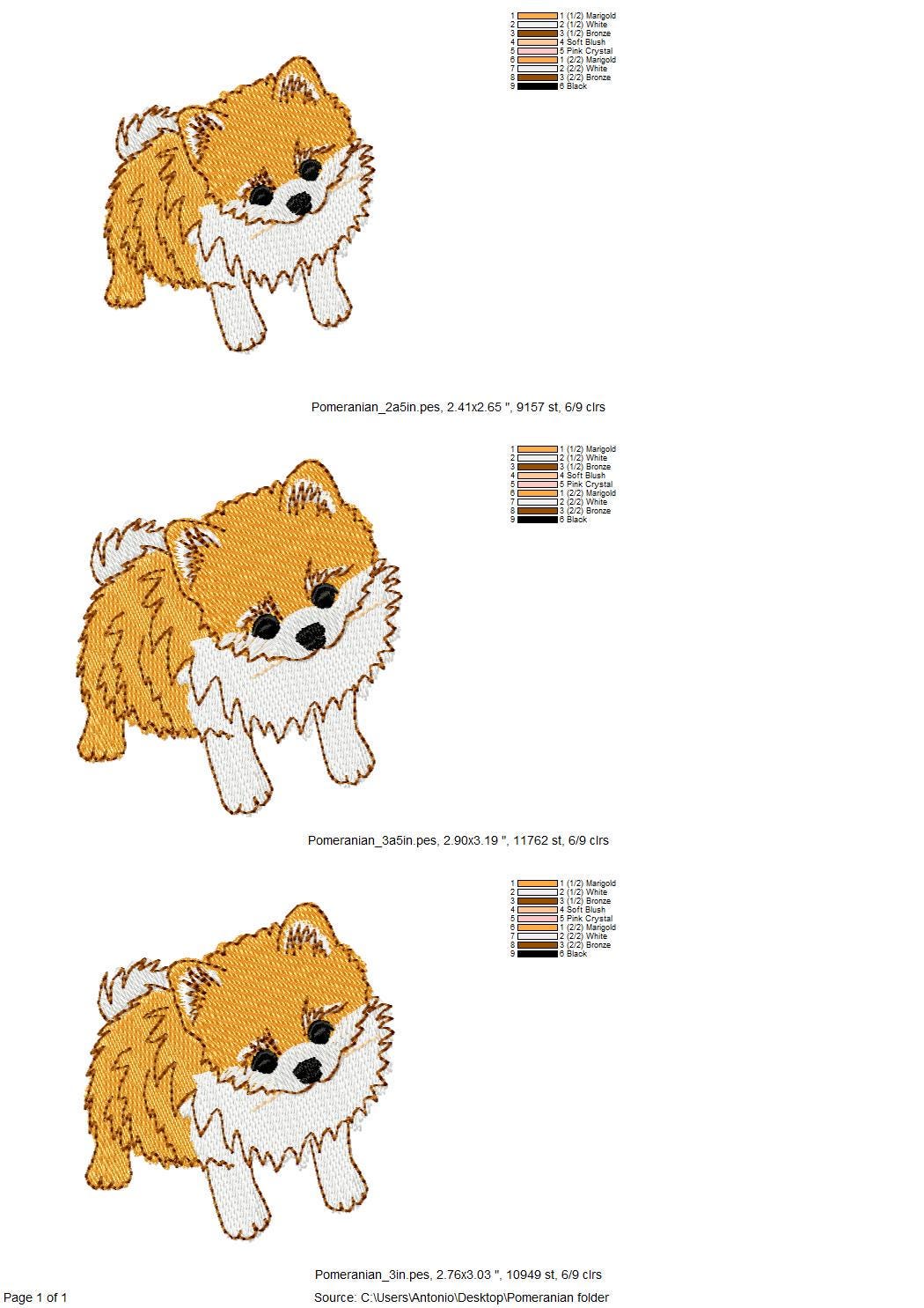 Lovely playing Pomeranian Puppy Dog kitchen dish towel pet animal kids machine embroidery designs ITH