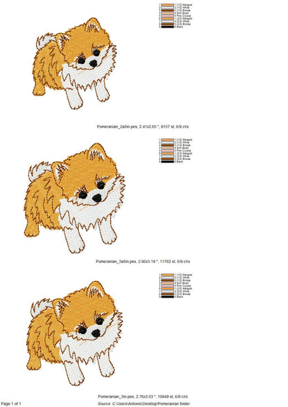 Lovely playing Pomeranian Puppy Dog kitchen dish towel pet animal kids machine embroidery designs ITH