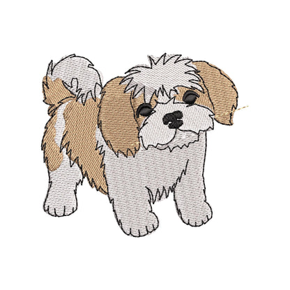 Lovely playing Shih Tzu Puppy Dog Mama kitchen dish towel pet animal kids machine embroidery designs ITH
