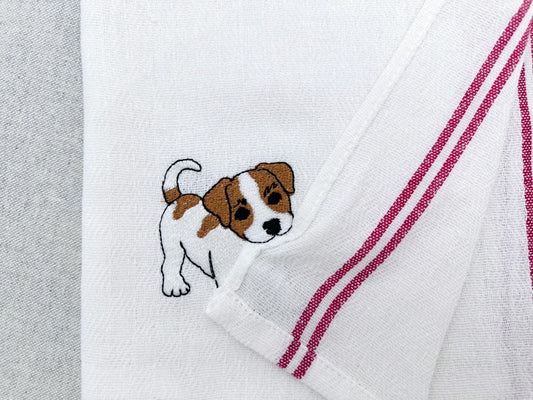 Lovely playing Jack Russel Puppy Dog kitchen dish towel pet animal kids machine embroidery designs ITH
