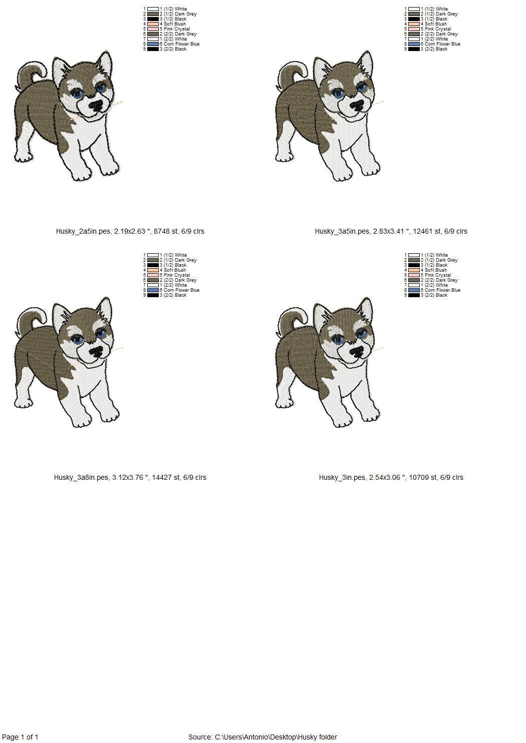 Lovely playing Husky Puppy Dog Mama kitchen dish towel pet animal kids machine embroidery designs ITH