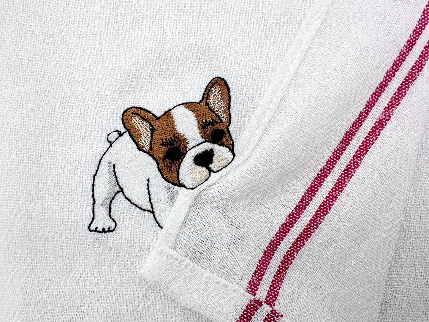 Lovely playing French Bulldog Puppy Dog kitchen dish towel pet animal kids machine embroidery designs ITH