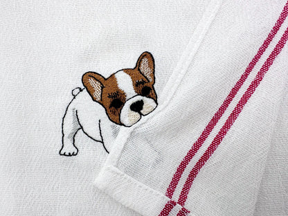Lovely playing French Bulldog Puppy Dog kitchen dish towel pet animal kids machine embroidery designs ITH