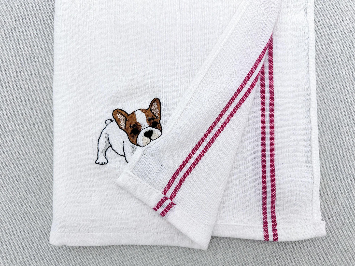Lovely playing French Bulldog Puppy Dog kitchen dish towel pet animal kids machine embroidery designs ITH