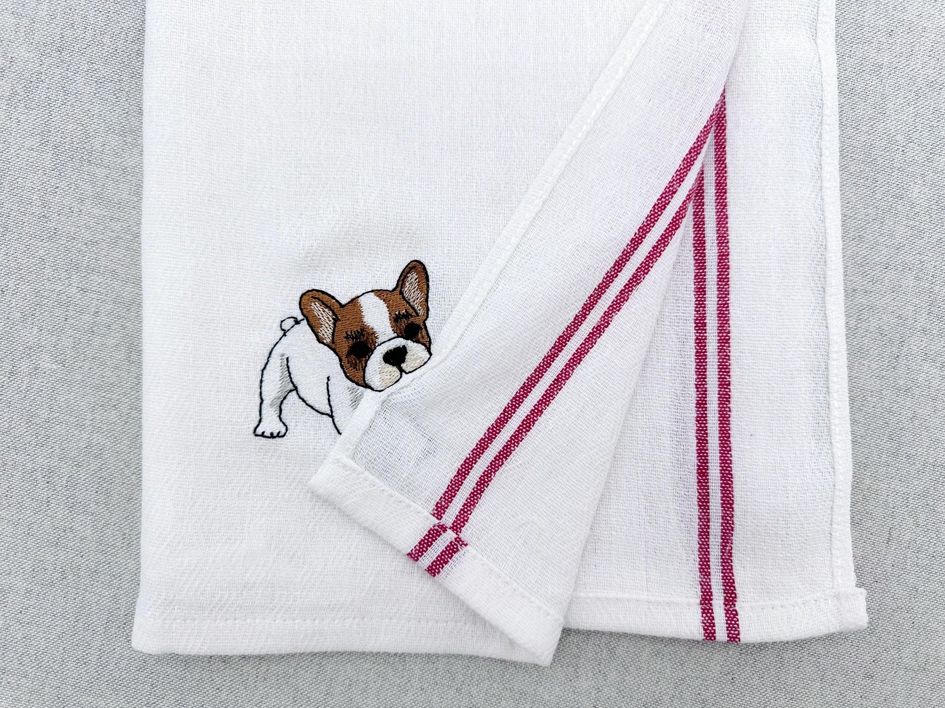 Lovely playing French Bulldog Puppy Dog kitchen dish towel pet animal kids machine embroidery designs ITH