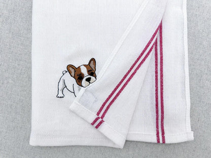 Lovely playing French Bulldog Puppy Dog kitchen dish towel pet animal kids machine embroidery designs ITH