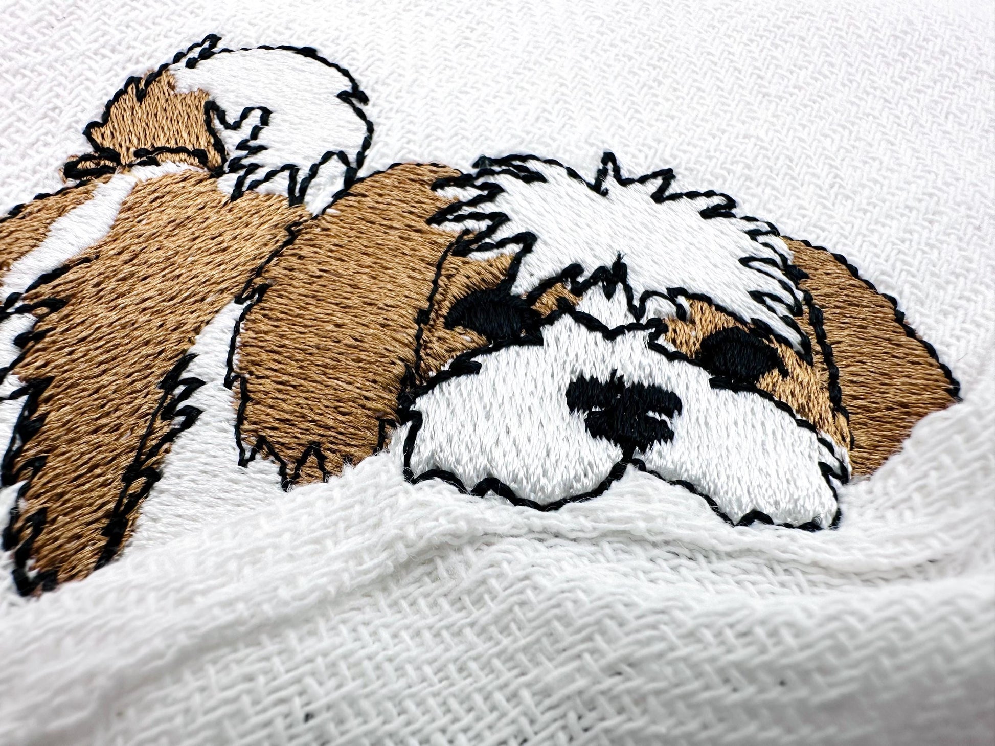 Lovely playing Shih Tzu Puppy Dog Mama kitchen dish towel pet animal kids machine embroidery designs ITH