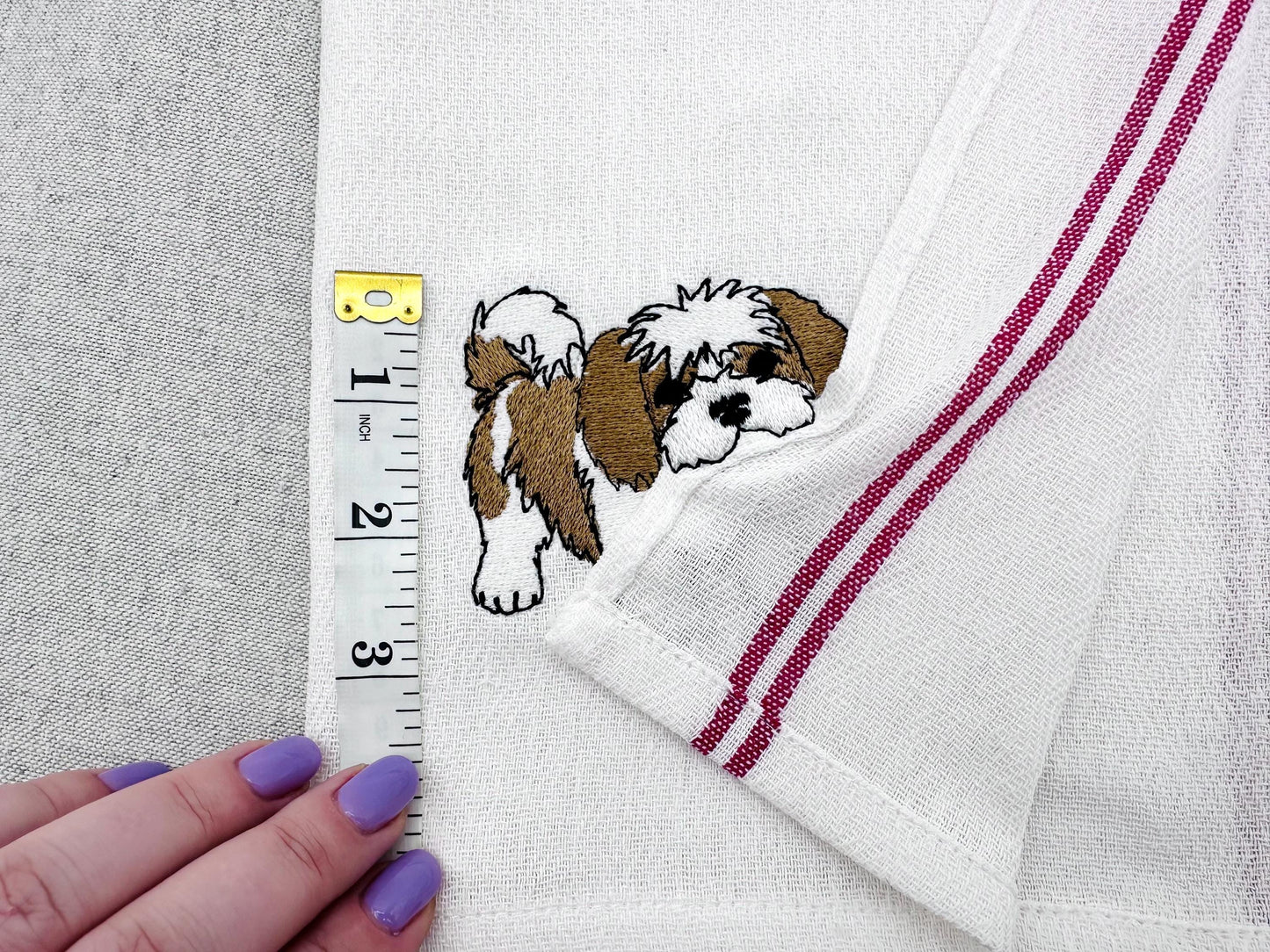 Lovely playing Shih Tzu Puppy Dog Mama kitchen dish towel pet animal kids machine embroidery designs ITH