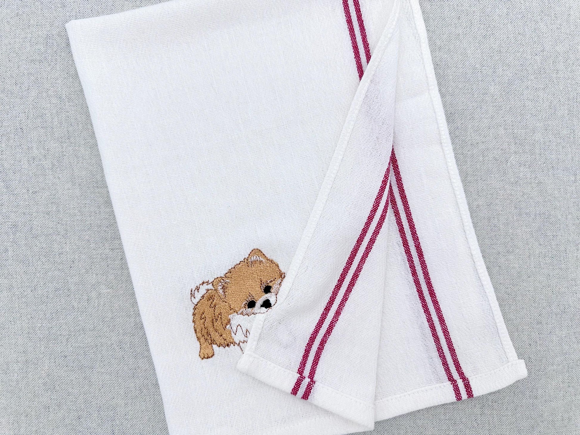 Lovely playing Pomeranian Puppy Dog kitchen dish towel pet animal kids machine embroidery designs ITH