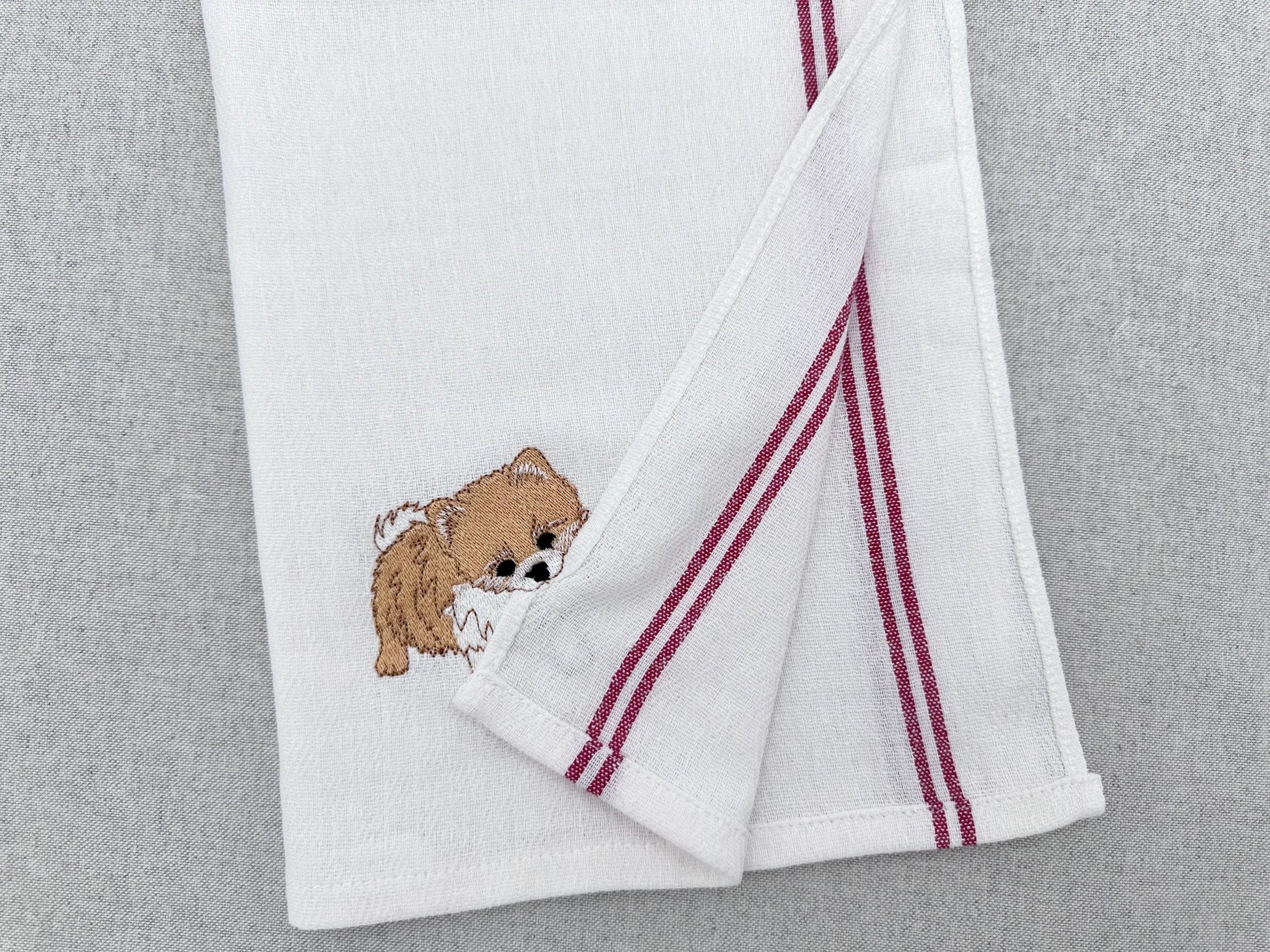 Lovely playing Pomeranian Puppy Dog kitchen dish towel pet animal kids machine embroidery designs ITH
