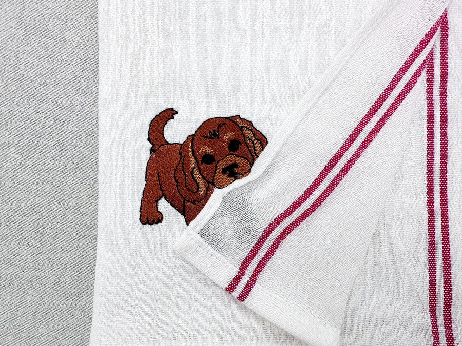 Lovely playing Cooker Spaniel Puppy Dog kitchen dish towel pet animal kids machine embroidery designs ITH
