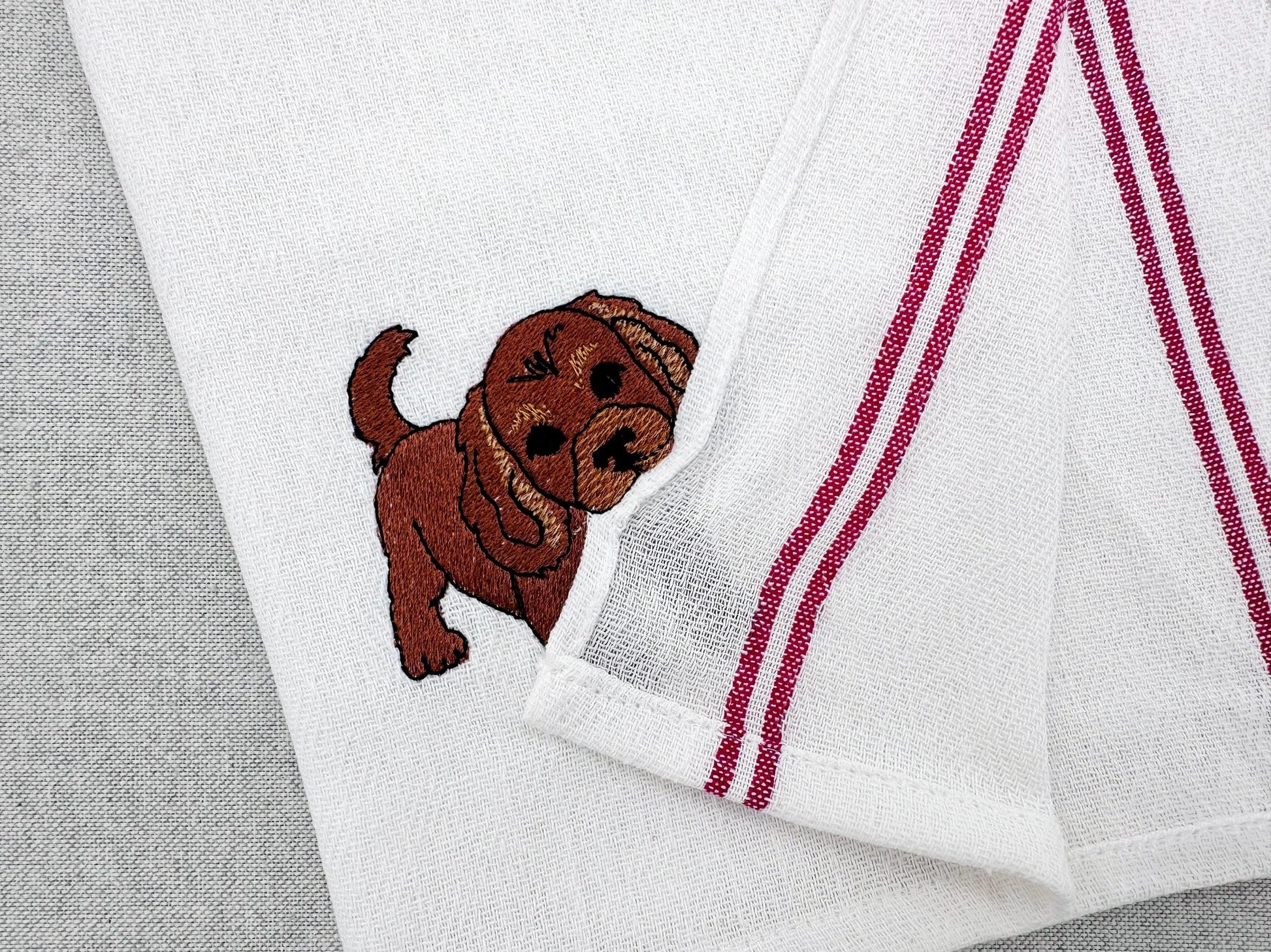 Lovely playing Cooker Spaniel Puppy Dog kitchen dish towel pet animal kids machine embroidery designs ITH