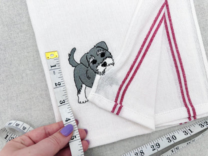 Lovely playing Schnauzer Puppy Dog Mama kitchen dish towel pet animal kids machine embroidery designs ITH