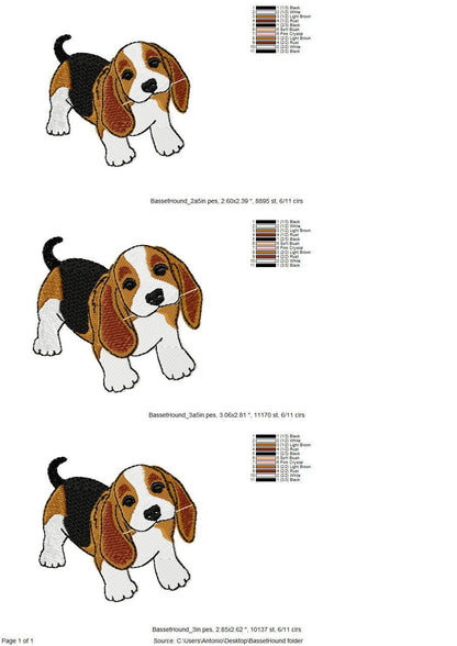 Cute playing Basset Hound Puppy Dog Mama kitchen dish towel pet animal kids machine embroidery designs ITH