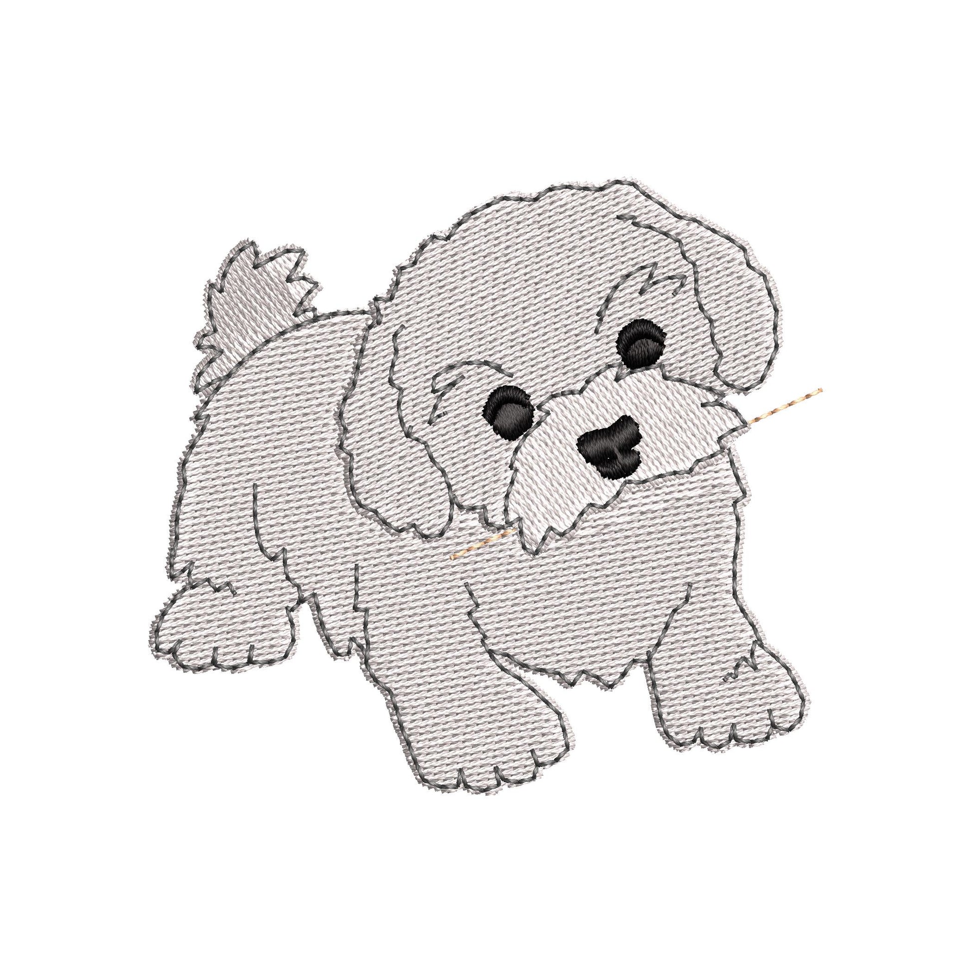 Lovely playing Bichon Frise Puppy Dog Mama kitchen dish towel pet animal kids machine embroidery designs ITH