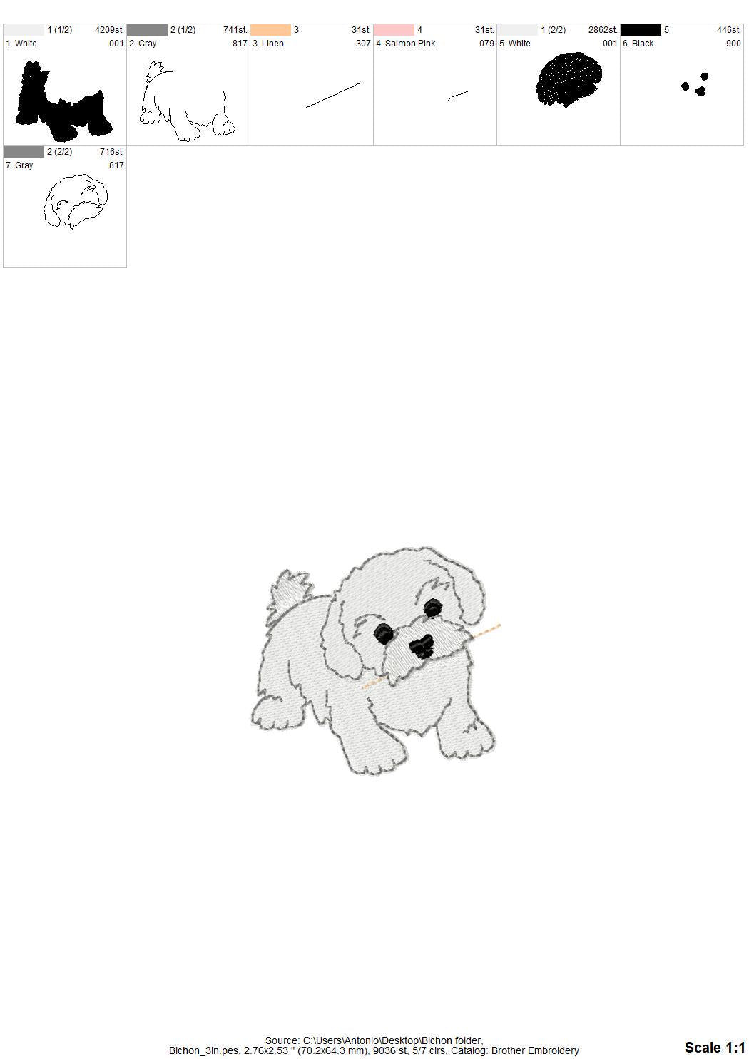 Lovely playing Bichon Frise Puppy Dog Mama kitchen dish towel pet animal kids machine embroidery designs ITH