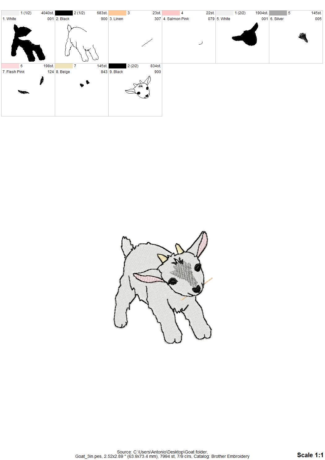 Cute Playing Little Baby Goat kitchen dish towel Farm animal kids machine embroidery designs ITH