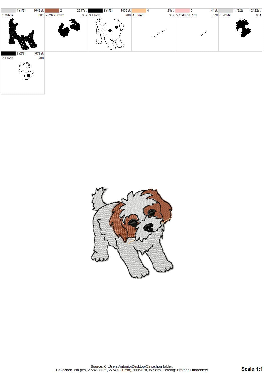 Playing Cavachon Puppy Dog Mama kitchen dish towel pet animal kids machine embroidery designs ITH