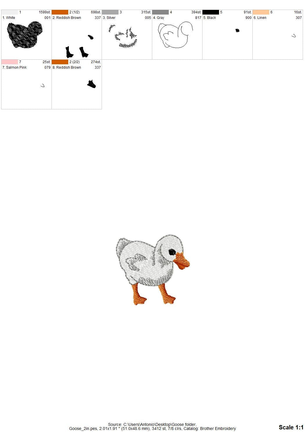 Playing Baby Goose Gosling Animal Thief kitchen dish towel Farm bird Mama machine embroidery designs ITH