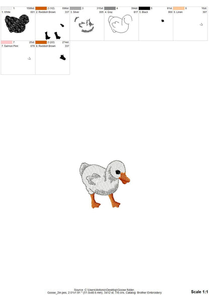 Playing Baby Goose Gosling Animal Thief kitchen dish towel Farm bird Mama machine embroidery designs ITH