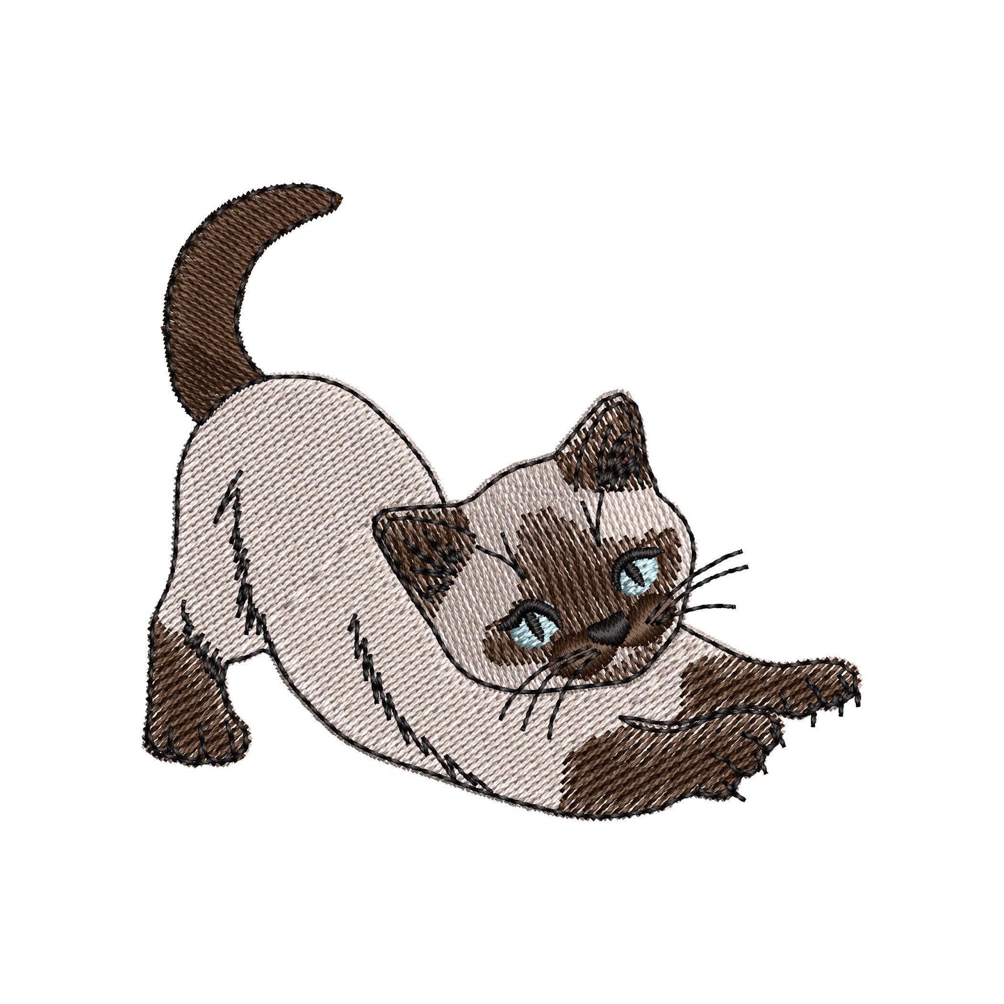 Lovely Scratching Siamese Cat Kitty Mama kitchen dish towel pet animal kids machine embroidery designs ITH