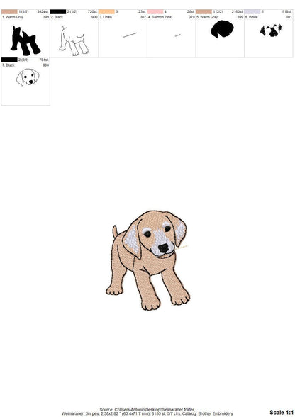 Playing Weimaraner Puppy Dog Mama kitchen dish towel pet animal kids machine embroidery designs ITH