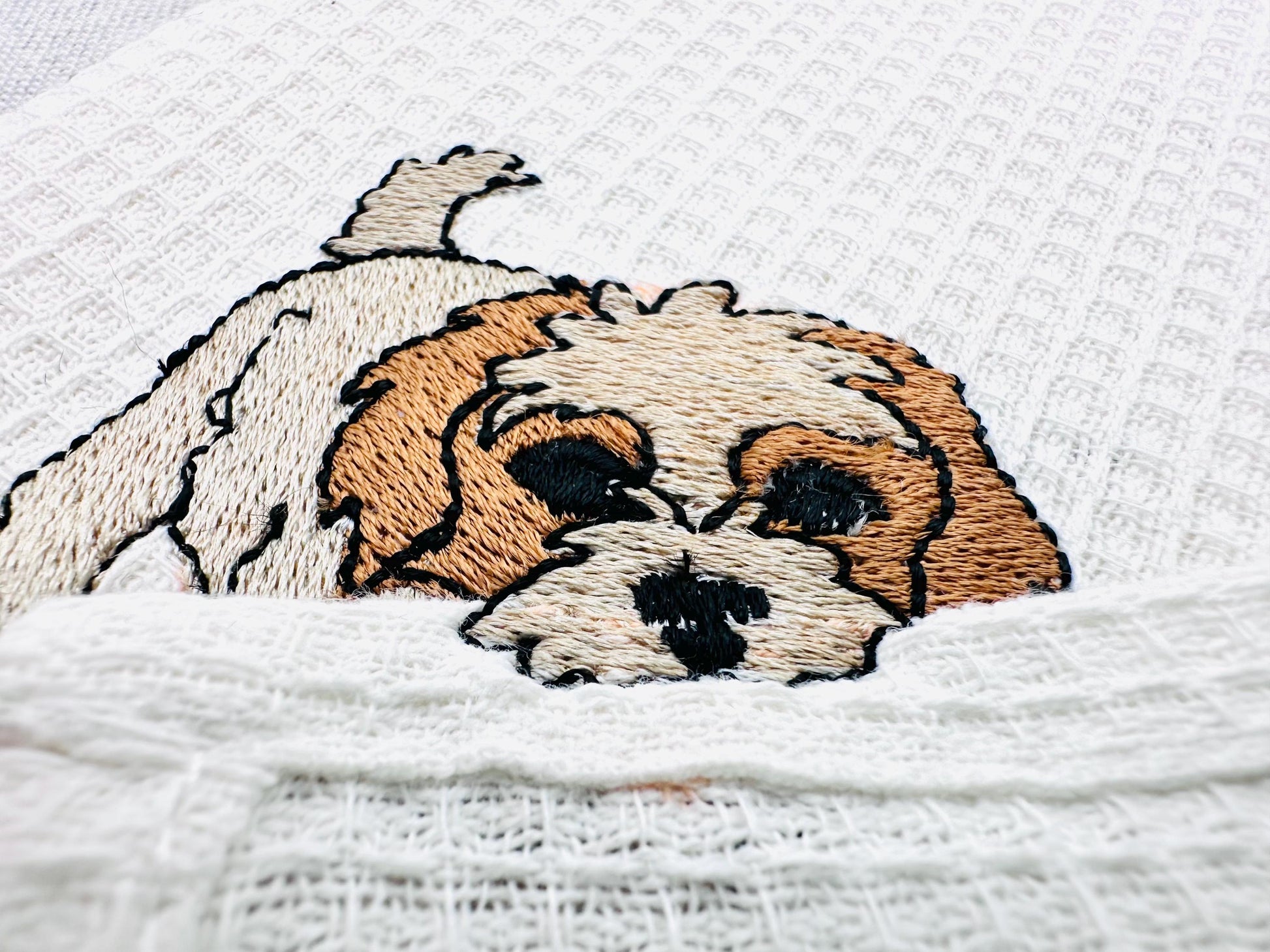 Playing Cavachon Puppy Dog Mama kitchen dish towel pet animal kids machine embroidery designs ITH