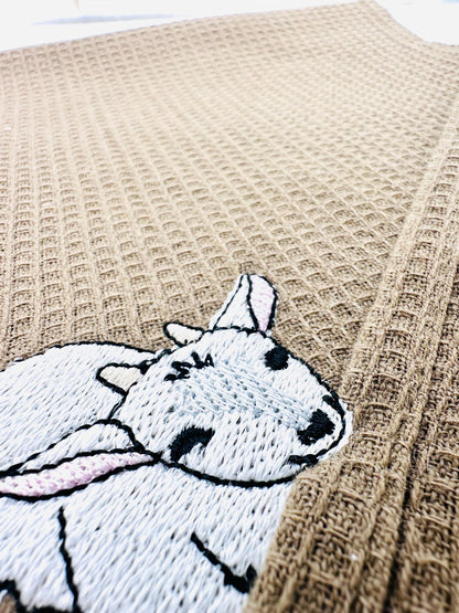 Cute Playing Little Baby Goat kitchen dish towel Farm animal kids machine embroidery designs ITH