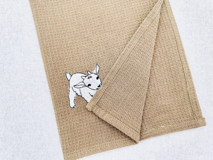 Cute Playing Little Baby Goat kitchen dish towel Farm animal kids machine embroidery designs ITH