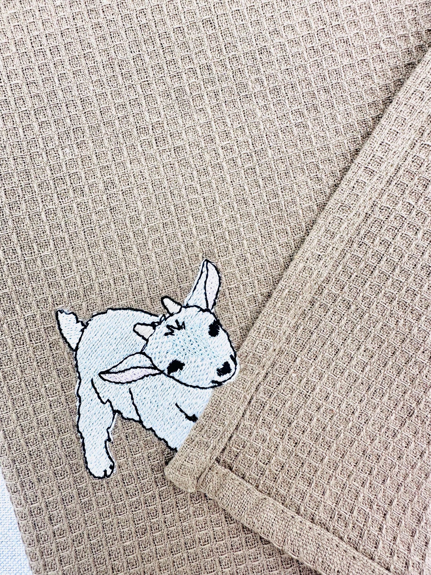 Cute Playing Little Baby Goat kitchen dish towel Farm animal kids machine embroidery designs ITH