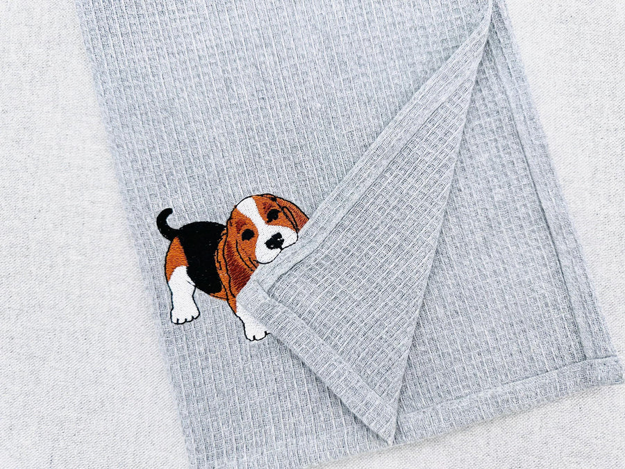 Cute playing Basset Hound Puppy Dog Mama kitchen dish towel pet animal kids machine embroidery designs ITH